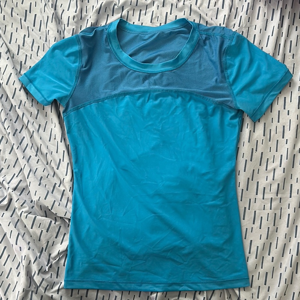 Women's S Blue Mesh compression Top